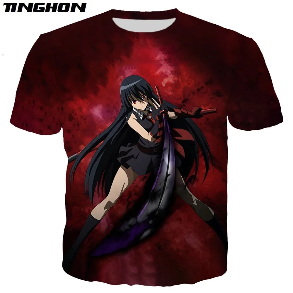 XS 7XL аниме анимэ Akame Ga Kill рубашки 3D печатных футболка забавные модные летние для