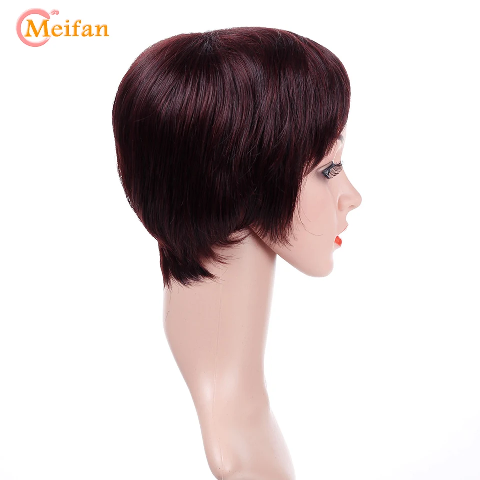 MEIFAN натуральные короткие прямые черные парики термостойкие волосы