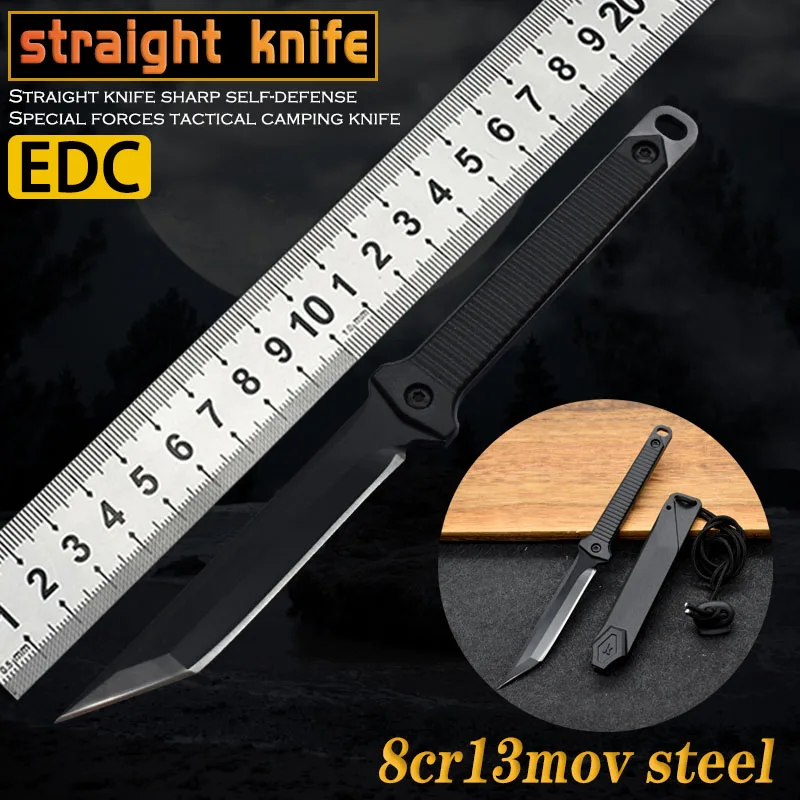 

Прямой нож 4008 фиксированное лезвие 8Cr13MoV нейлоновая ручка Походный охотничий боевой нож для выживания кемпинга повседневного использовани...