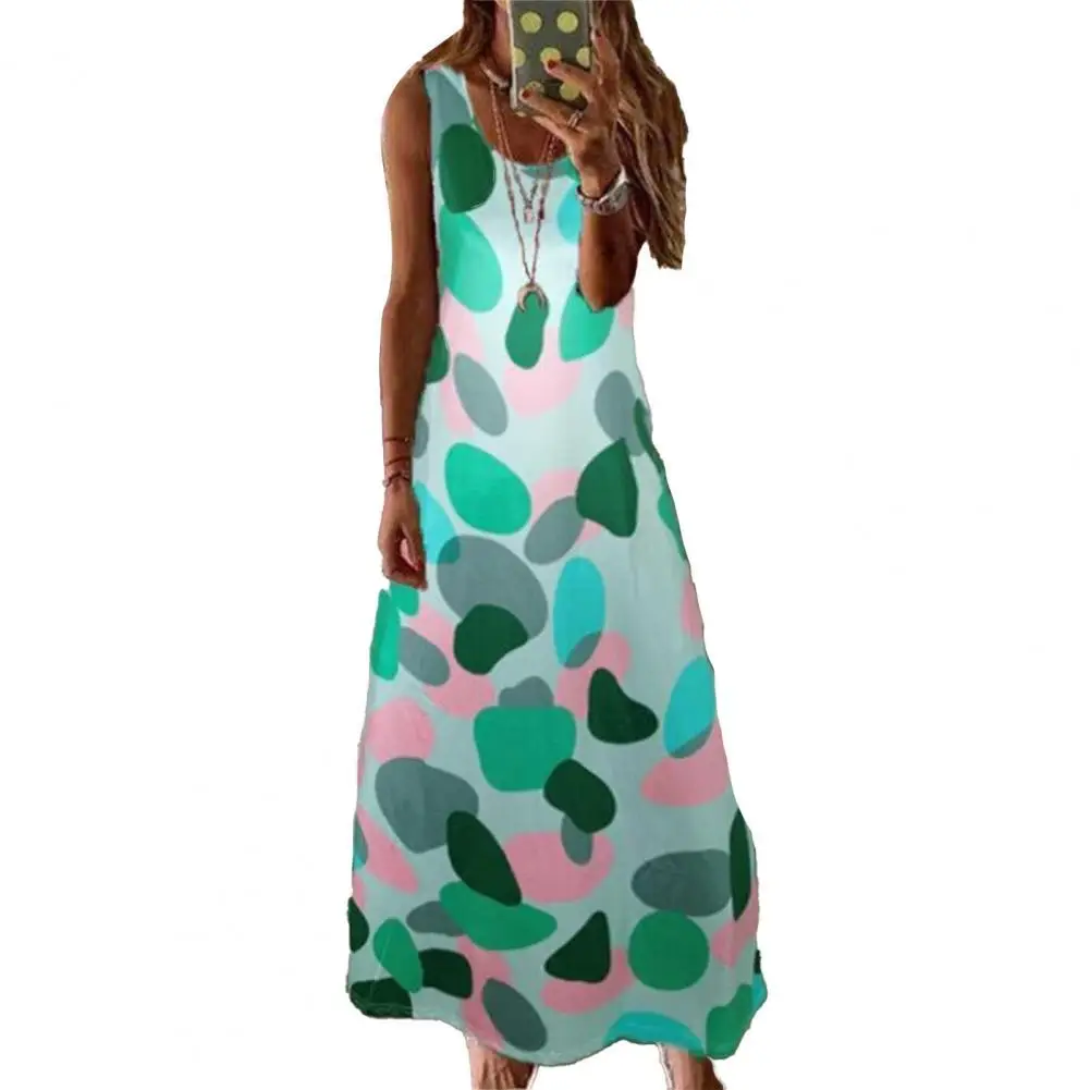 

2021 Simple Sleeveless Women Dress Skin-friendly Printed Polyester Sexy Loose Polka Dot Summer Dress robe femme женское платье
