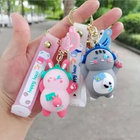 cartoon rock bear keychain doll pendant personalized car key chain small gifts wholesale anime keychain kawaii keychain