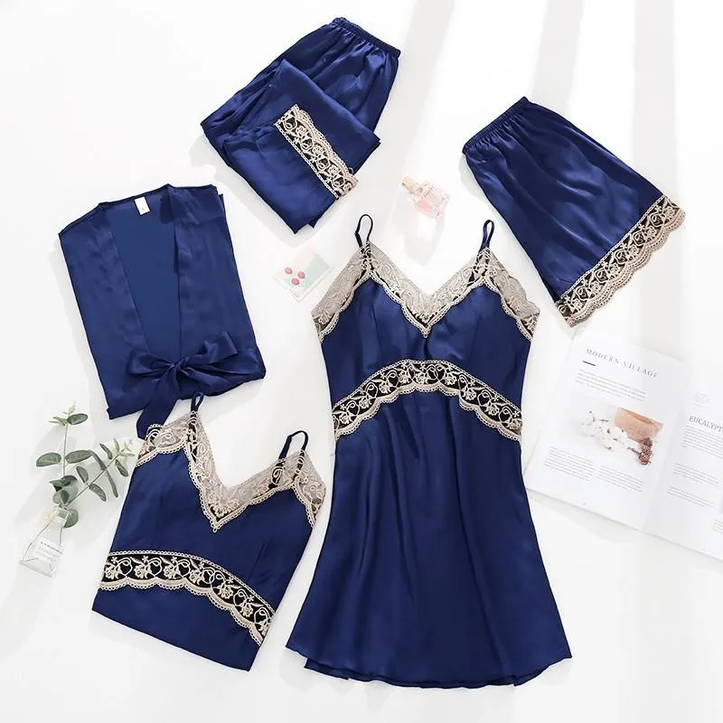 Сексуальный женский желтый халат кимоно комплект атласного халата ночная