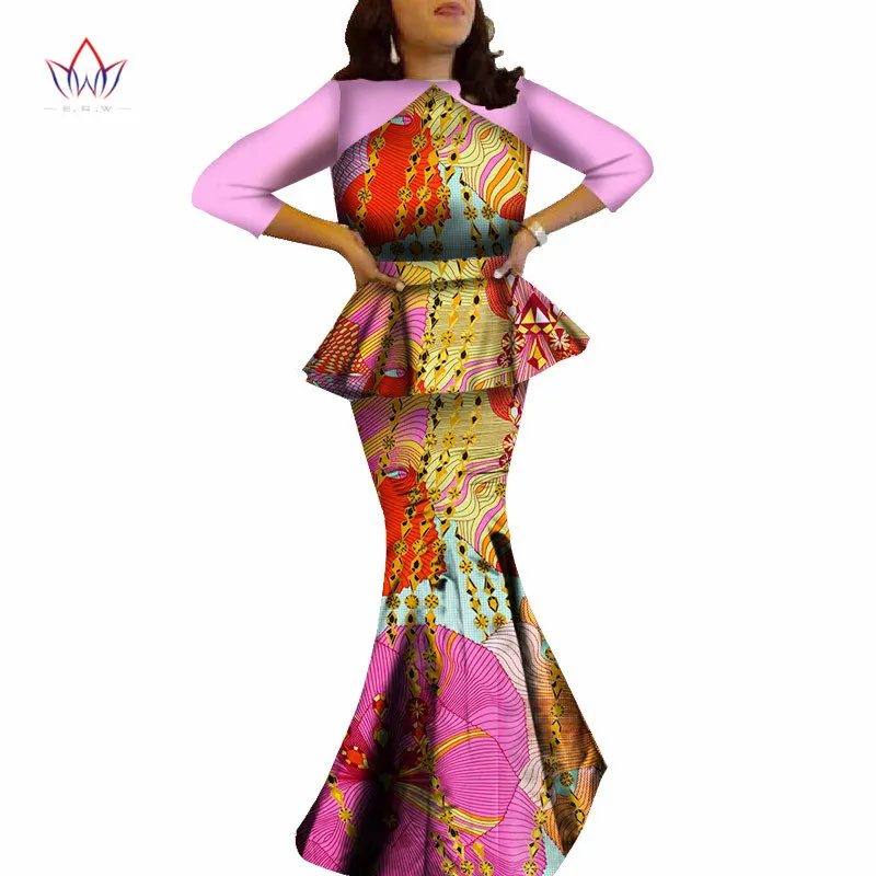 

2021 Summer African Woman Top And Skirt Set Print Dashiki Women's office suit Femme Ankara wear Plus Size Skirt Set BRW WY505