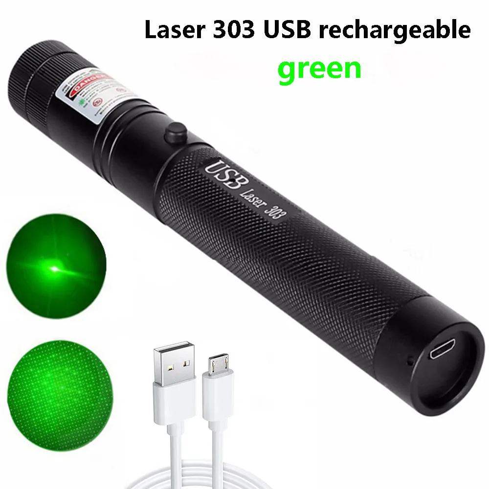 

Adjustable Focus Lazer Lasers 303 Pen Burning Match Hight Powerful USB Green Laser Pointer Built-in Battery Red Laser Sight 5mw