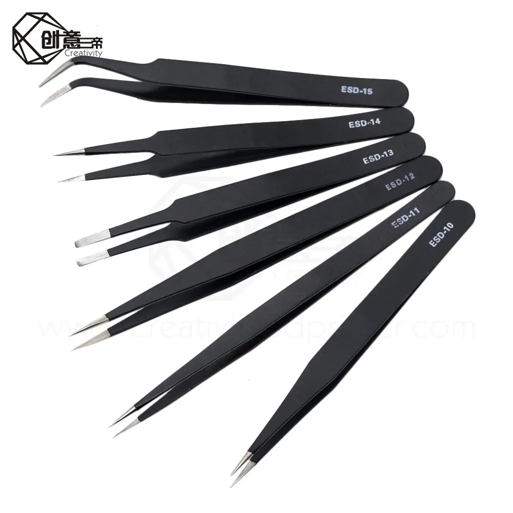 1 6PCAnti static ESD нержавеющая сталь Пинцет Инструменты для технического обслуживания