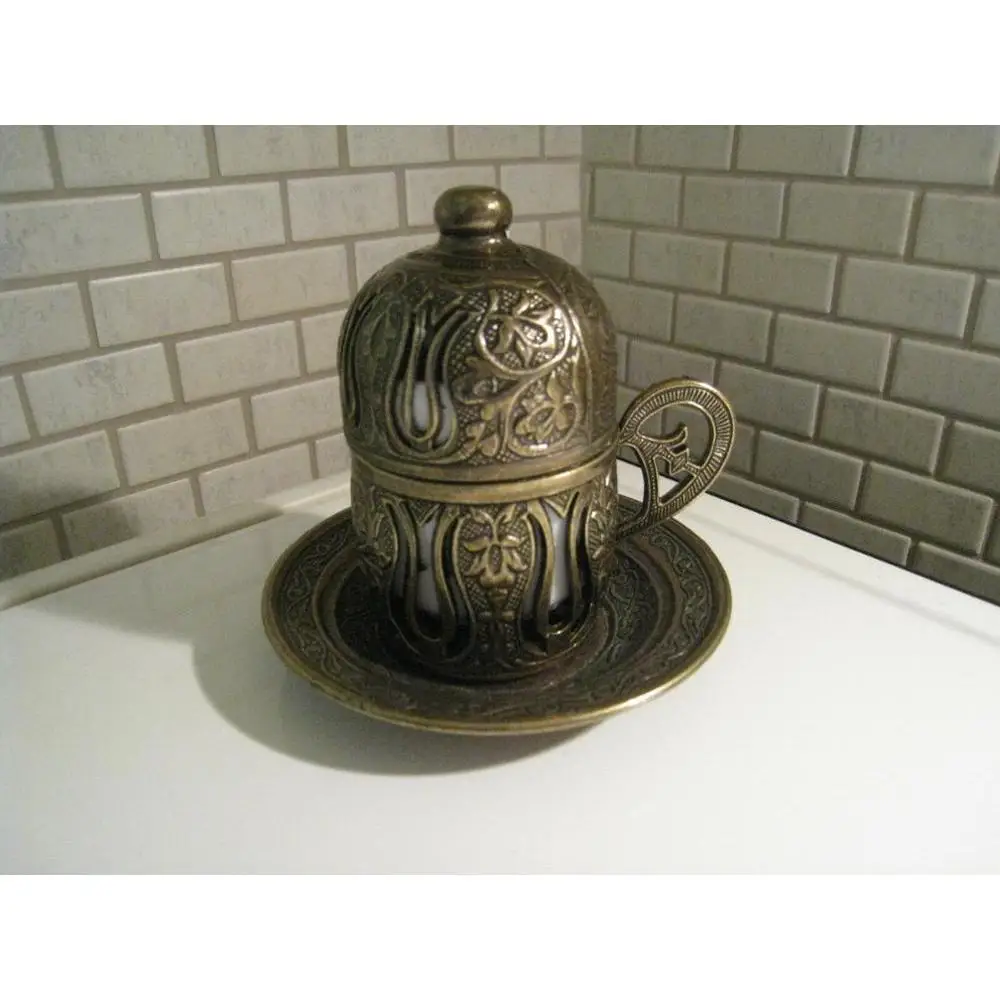 (Набор из 4) традиционная турецкая кофейная чашка ручной работы и блюдце