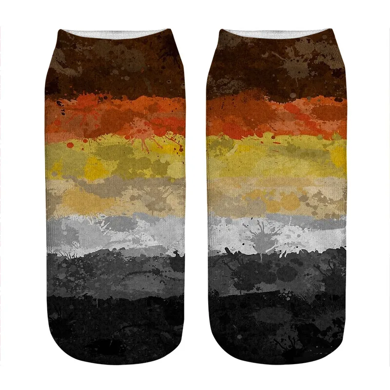 

Women's socks kawaii Bear Paint Splatter Flag Printed Socks Woman harajuku Happy Funny Novelty cute girl gift Socks for women