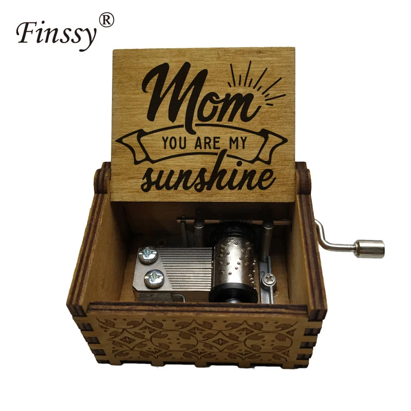 Современная Деревянная музыкальная шкатулка с принтом You Are My Sunshine