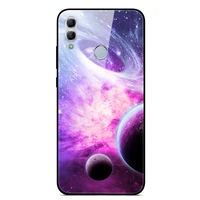 glass case for honor 10 lite phone case back cover with black silicone bumper star sky pattern