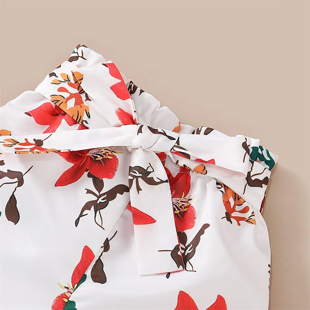

Pudcoco Baby Summer Clothing Toddler Kids Baby Girls Floral Outfits Sling Button Tops+ Floral Print Shorts 2pcs Sunsuit 1-4Y