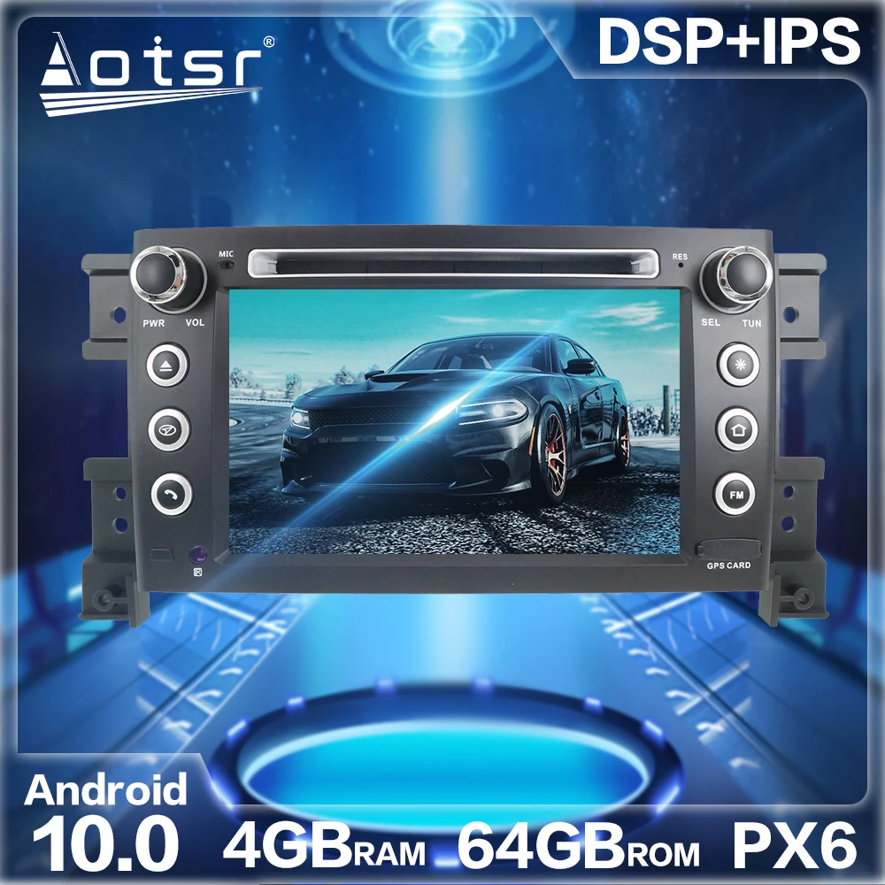 Aotsr Android 10 4 Гб + 64 ГБ Автомобильный Радио плеер GPS навигация DSP для Suzuki Grand Vitara 2005