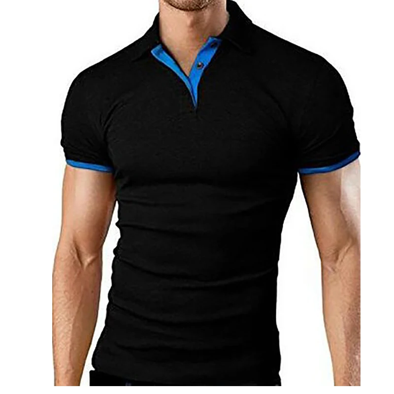 

2021 summer new men's polo shirt lapel casual short-sleeved splicing polo shirt men's solid color top polos