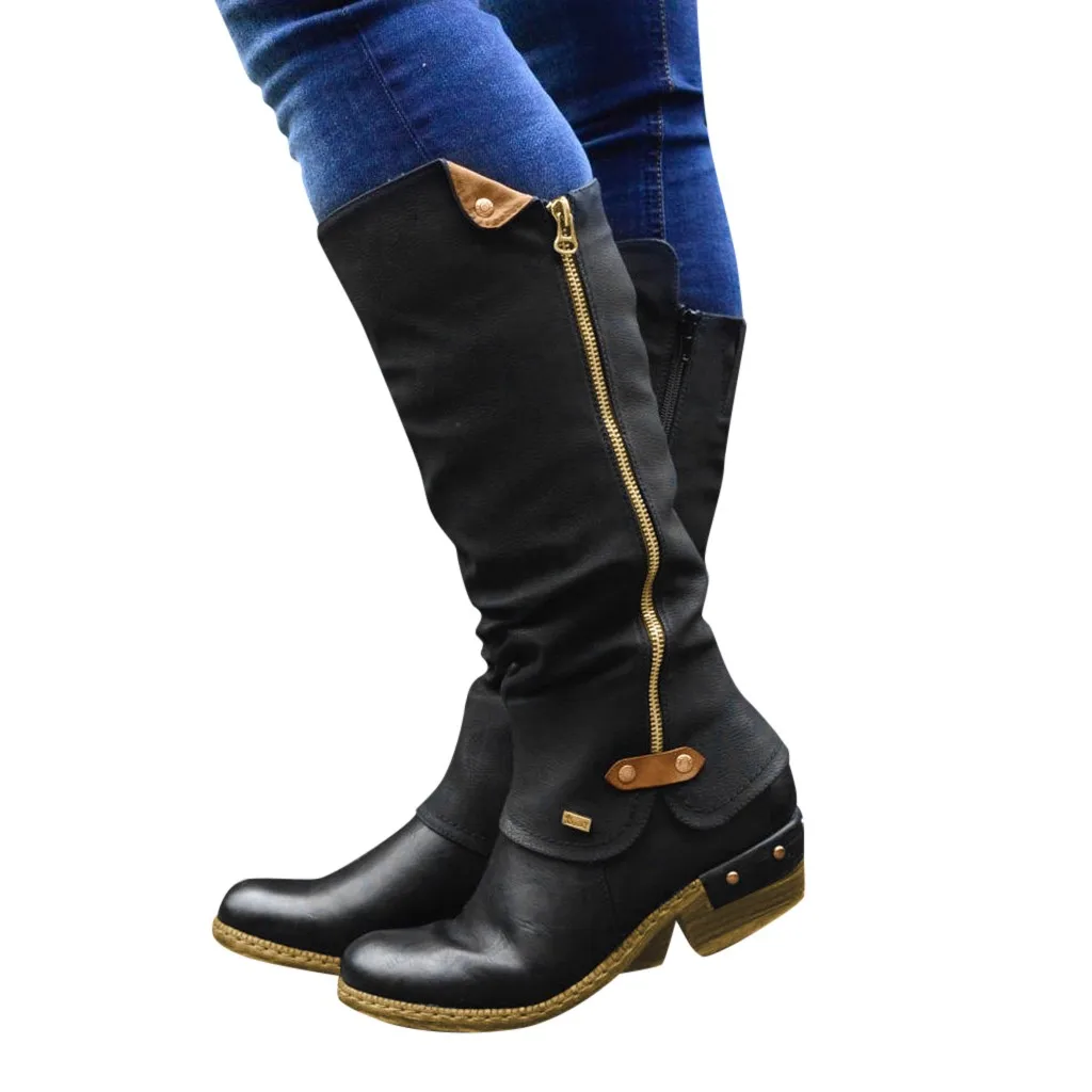 Женские кожаные сапоги ковбойские в западном стиле для верховой езды