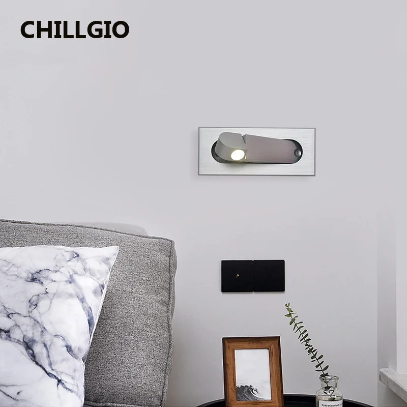 

Комнатная настенная лампа CHILLGIO, современный угловой встраиваемый поворотный внутренний светильник, приспособление для спальни, отеля, при...