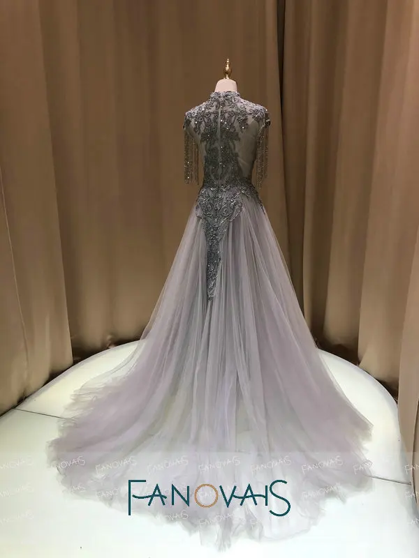 Серебряные вечерние платья с бисером Длинные Vestido de Fiesta de gala Robe de Soiree Выпускные платья для женщин Турция