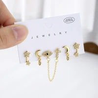 sipengjel 6 piece mini zircon cross eye stud earrings set ear cartilage ear piercing earrings for women accessories jewelry