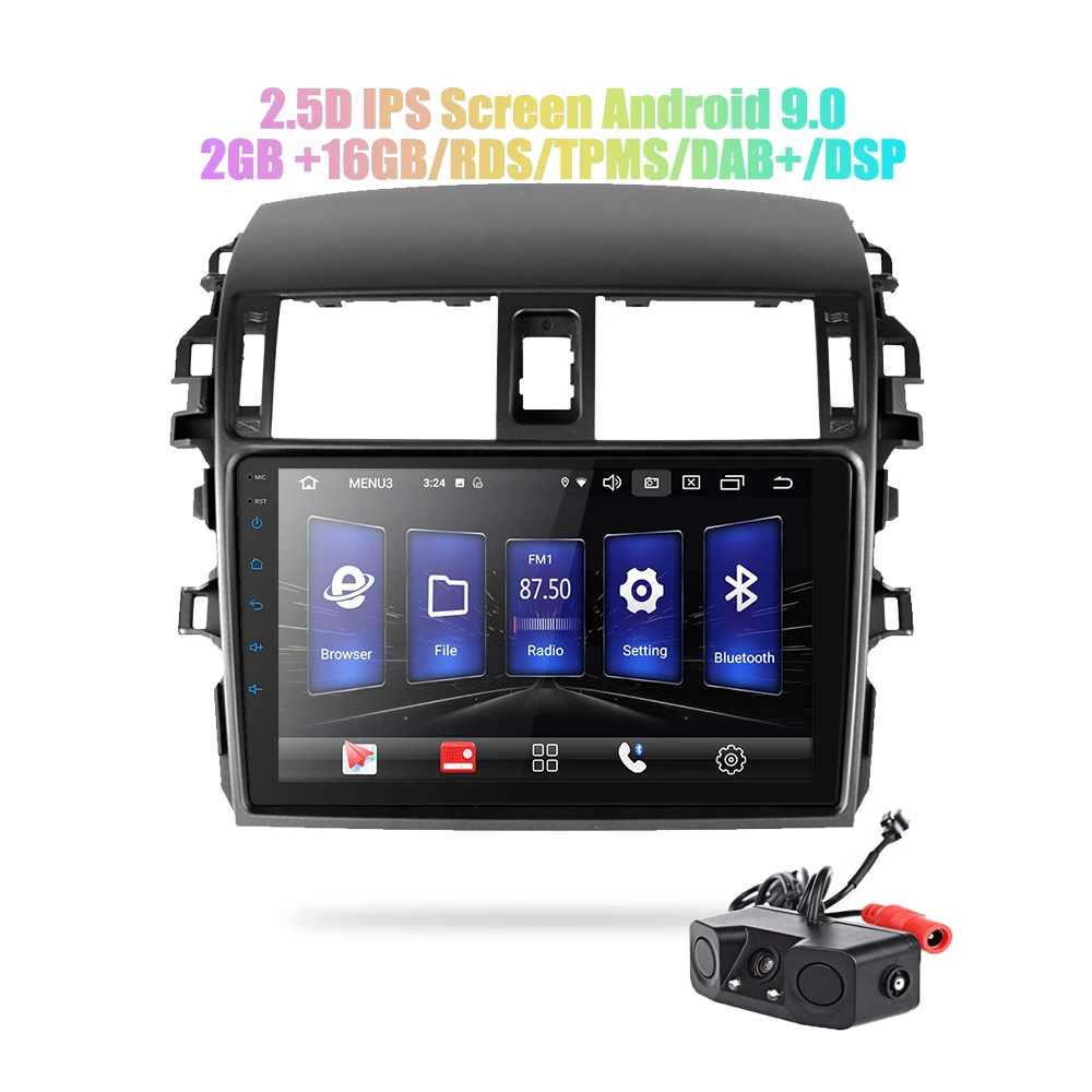 Автомобильный радиоприемник DSP 2.5D IPS 9 дюймов Android 0 2 din GPS навигация Wi Fi для Toyota Corolla