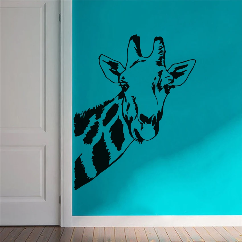 Giraffe Head Wall Stickers Mural Jungle Wild Animal Home Decor Vinyl Waterproof Decals Kids Room Bedroom Decoration P319 | Дом и сад