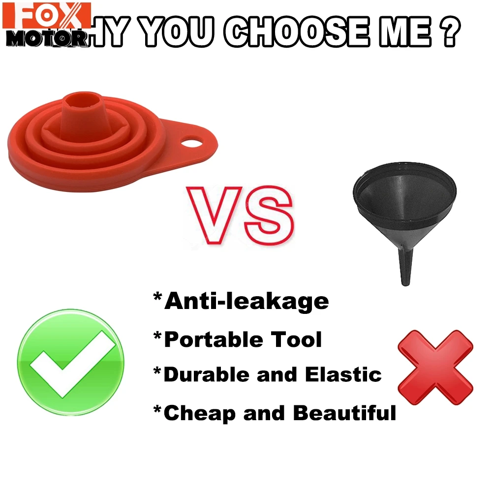 Складная силиконовая воронка автомобильного двигателя для бензинового масла