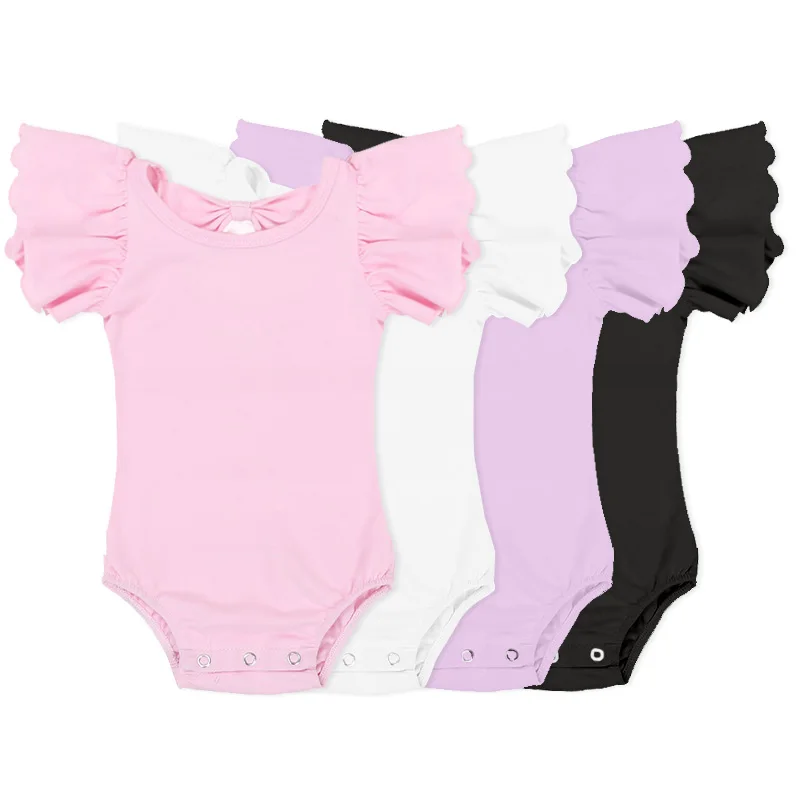 Kaiya Angel Newborn baby Girls Romper Flutter Sleeve Summer Baby Leotards Princess Autumn Bow Jumpsuit  5pcs/lot