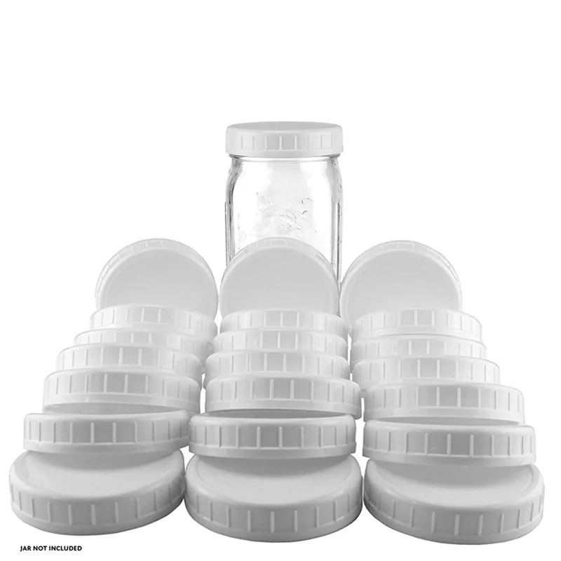 

10pc White Mason Canning Drinking Jars Lid 70mm/86mm Inner Diameter Plastic Covers Unlined Ribbed Lids Storage Caps Replacements