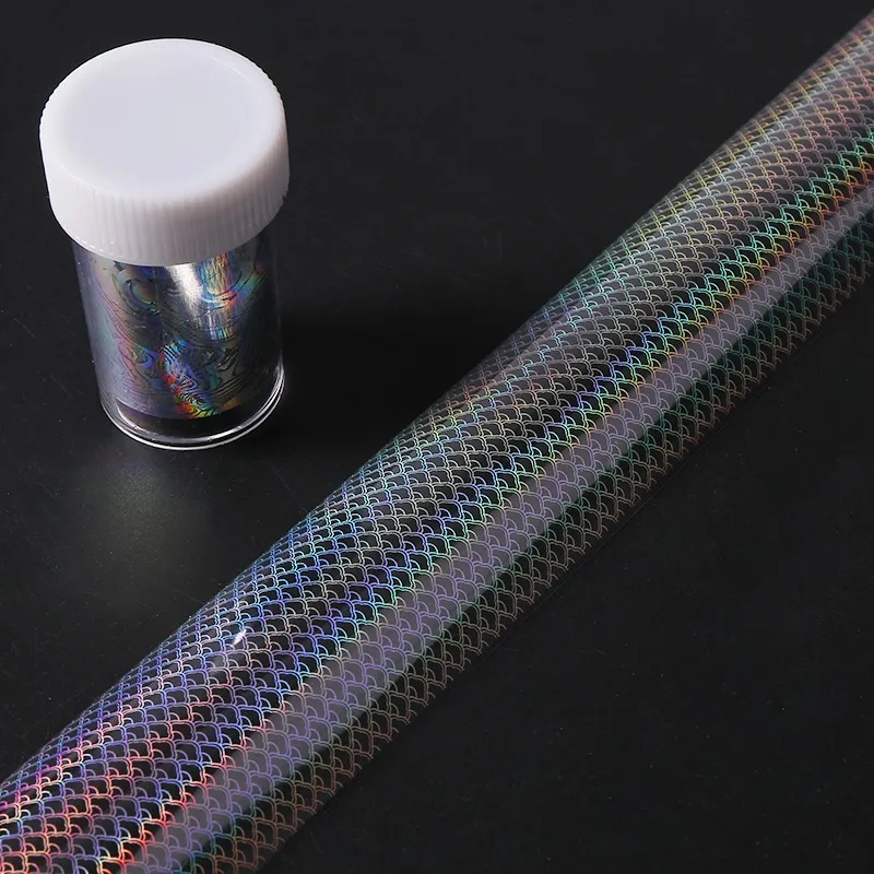 Лазерная переводная наклейка для ногтей в виде рыбьей чешуи голографическая