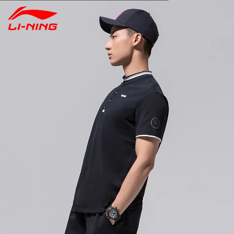 LI-Ning Мужская баскетбольная футболка поло серии Уэйд обычная посадка 96% хлопок 4%