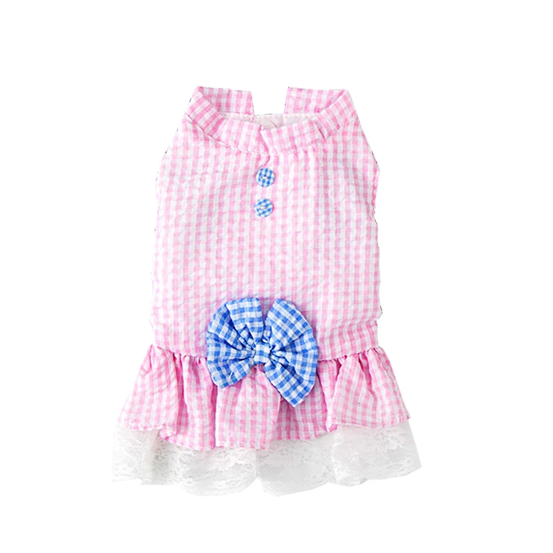 

Plaid Bows Dog Wedding Suit Summer Girl Boy Pet Dress For Little Small Chihuahua Pomeranian Cat Clothes Tutu Skirt Accessories