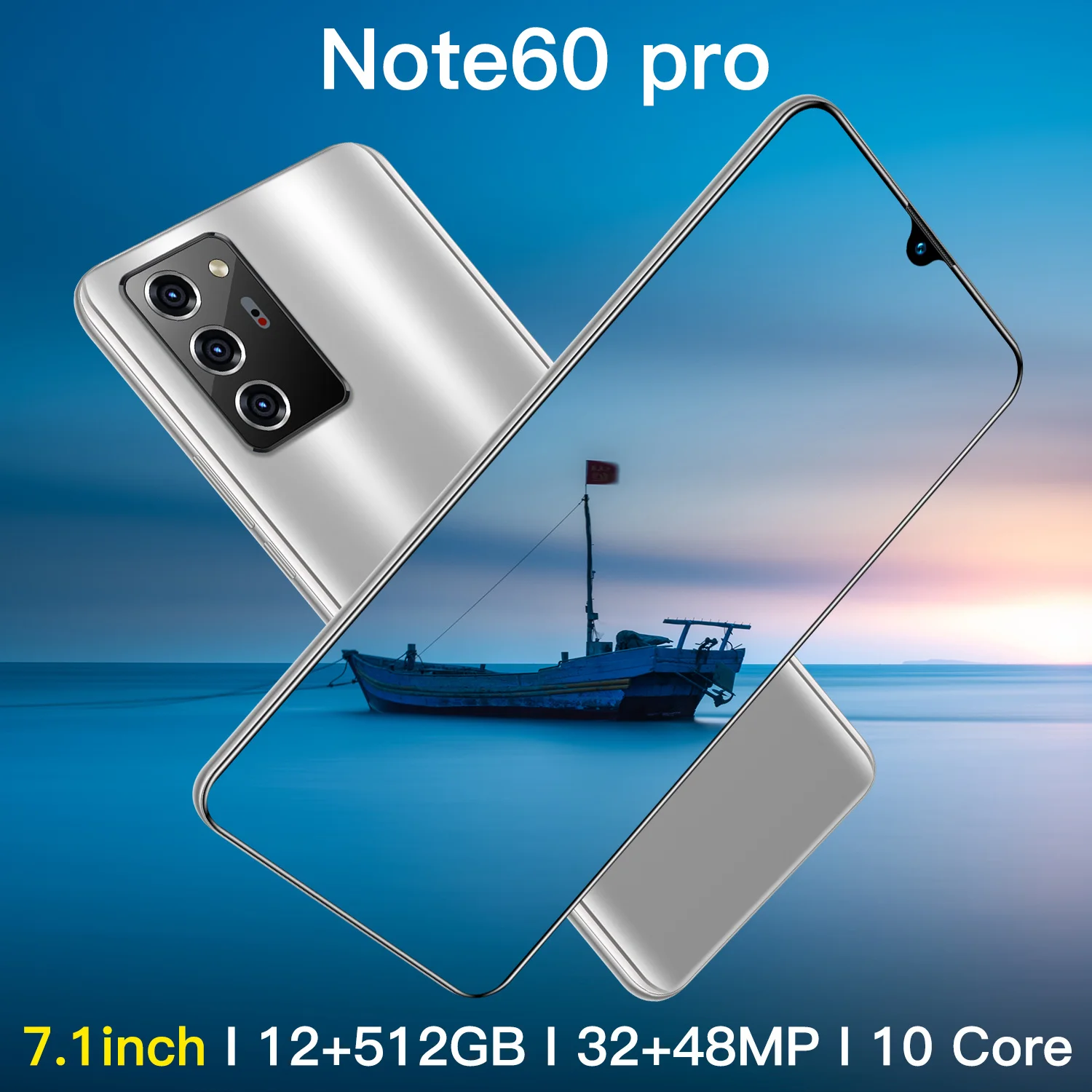 

Hot Sale Note60Pro 7.1 Inch Full Screen 256GB/512GB 10 Core Dual SIM+Micro SD Face ID Smart Phone 32+48MP 5G Cell Phone MTK6889