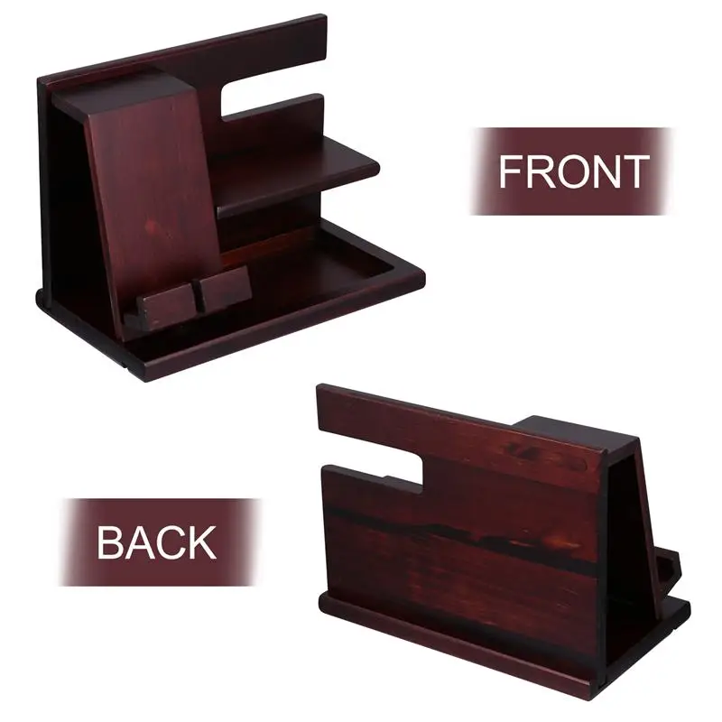 

DIY Wood Phone Docking Station Key Holder Wallet Stand Watch Display Organizer