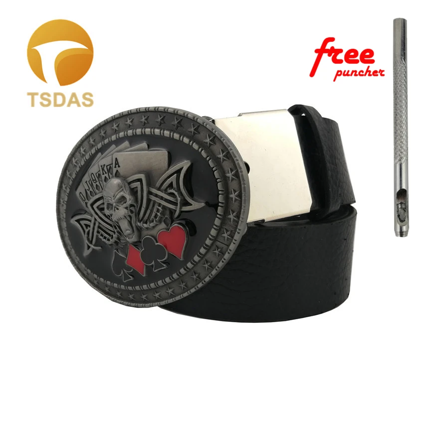 Ковбойские ковбойские и крест Череп покер металлический съемный ремень пряжка
