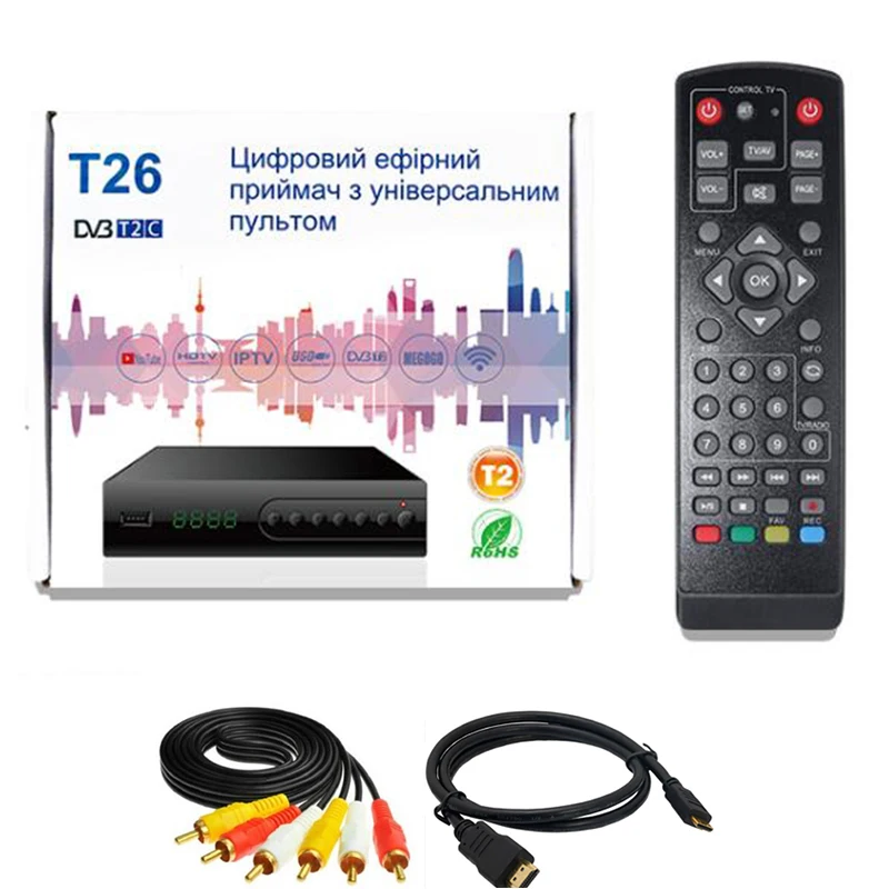 U2C Dvb T26 ТВ-приставка Многоязычная Hd приставка цифровой наземный ТВ-приемник черный пластик ЕС вилка