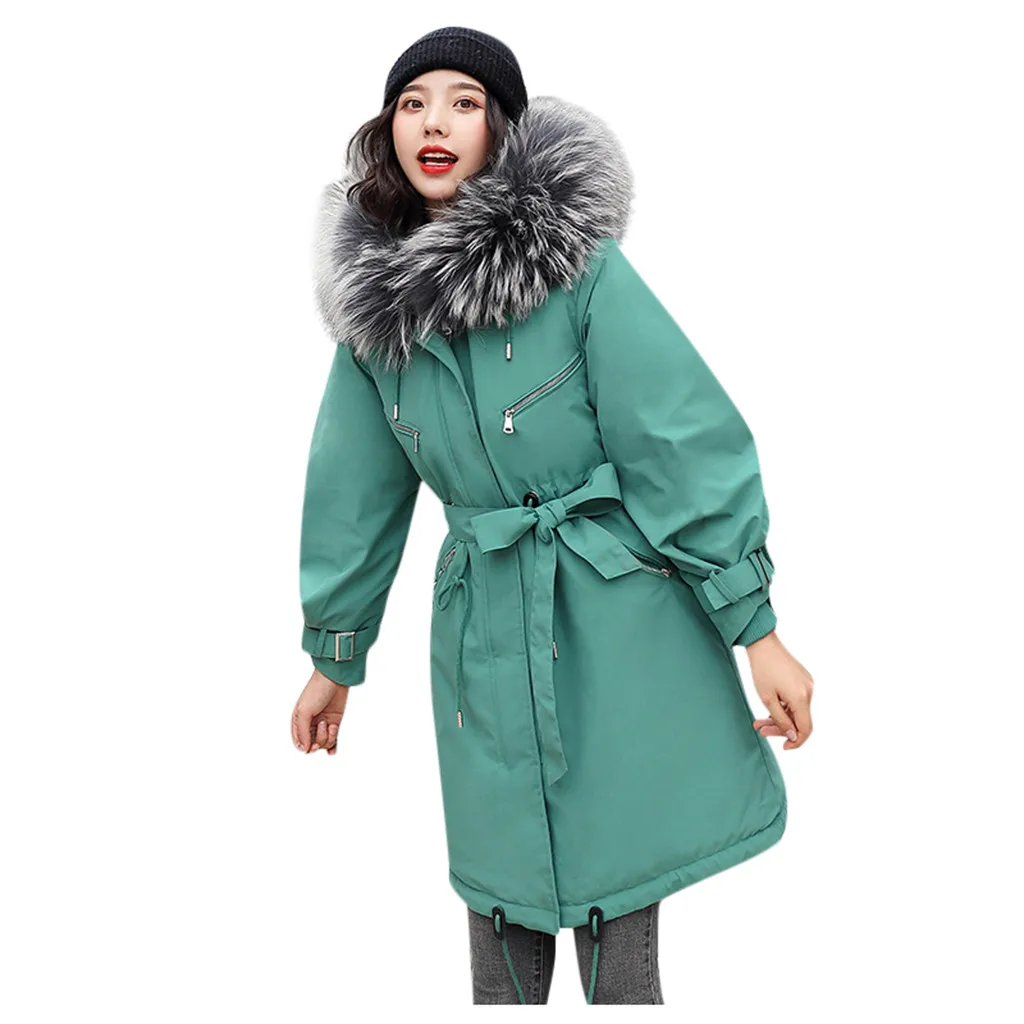 Женский пуховик JAYCOSIN длинная однотонная верхняя одежда с искусственным