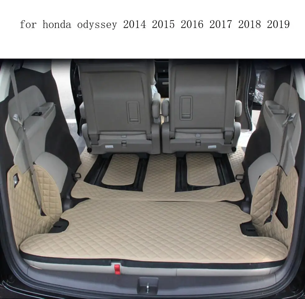 fiber leather car trunk mat for honda odyssey 2014 2015 2016 2017 2018 2019 5d cargo liner cargo mat car accessories