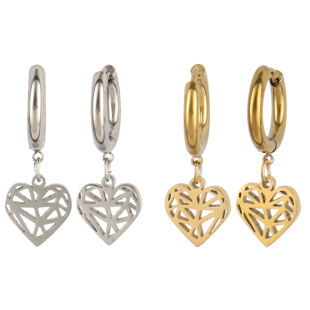 

Stainless Steel Hearts Jewelry Zircon Hook Earrings Charms Animal Dangle Hoop Earrings For Women Party Gift Jewelry Freeshipping
