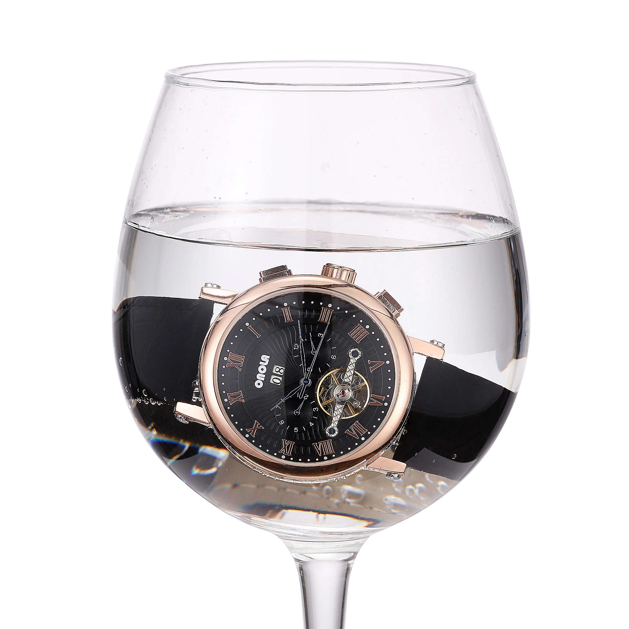 

ONOLA Men's Automatic Mechanical Watch Fashion Business Trend Date Week Display Golden Leather Strap Tourbillon Watch Relogio