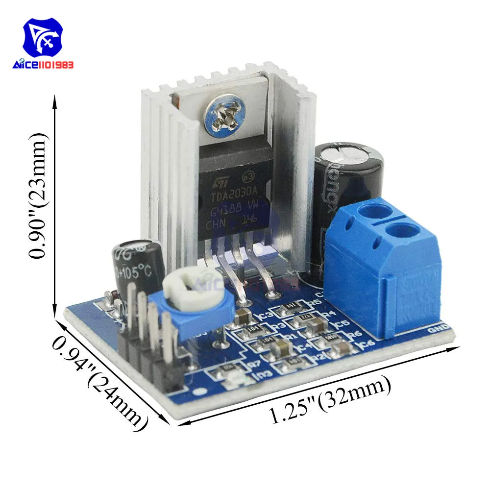 Плата усилителя звука diymoreTDA2030 TDA2030A DC 6 12 в 18 Вт модуль источника питания с одним