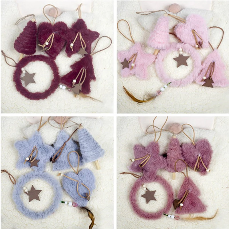 5 шт. плюшевая Рождественская елка подвесная подвеска перьевое украшение