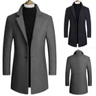 Мужской однотонный Блейзер, классический деловой жакет, приталенный Повседневный тренчкот, флисовые ветрозащитные куртки, осень
