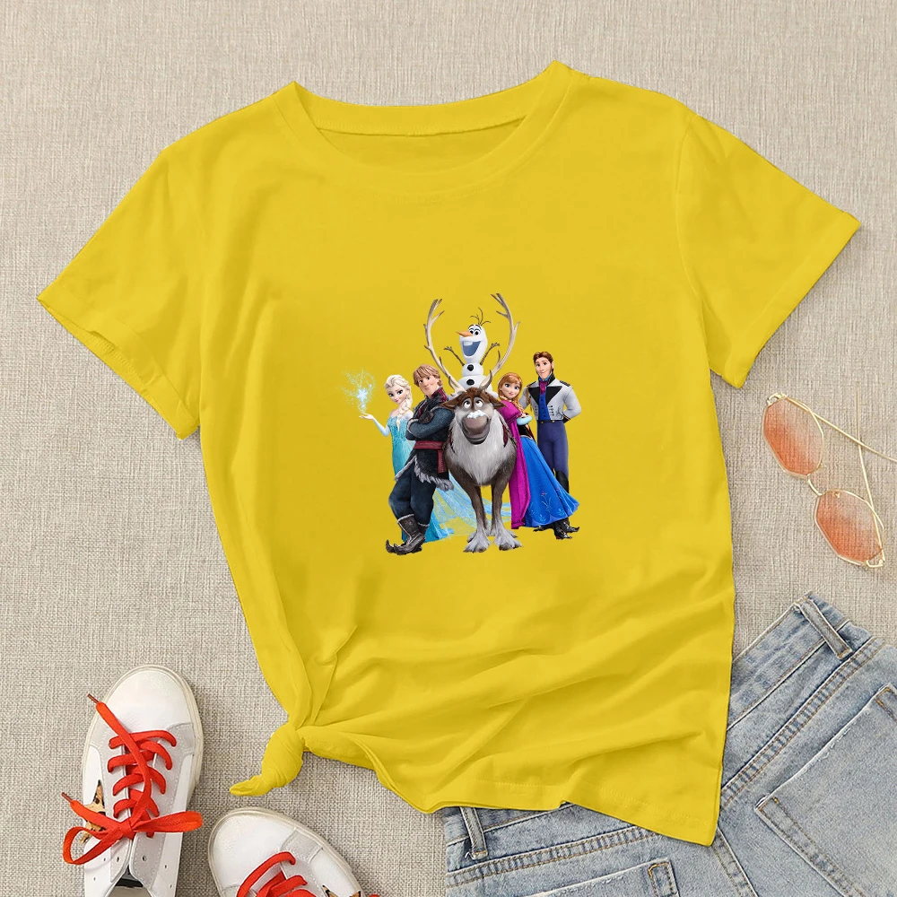 

Soft Girl Harajcku Clothes Fashion Disney Humor Woman Art T-shirt Elsa Printed Simplicity Versatile Cool Frozen T Shirt Clothes