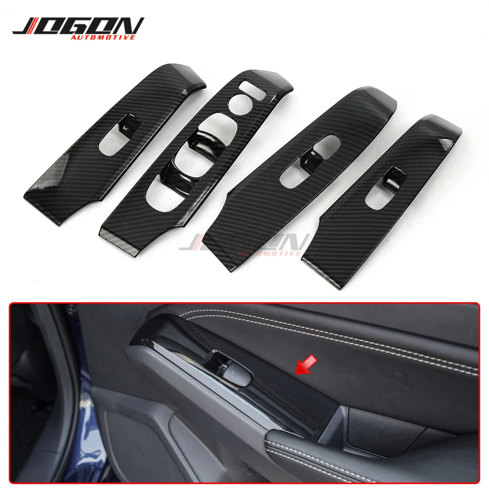 

4 шт. кнопки для внутренней боковой двери автомобиля, подлокотника, окна, переключателя, накладки для Nissan Altima 2019 2020, Стайлинг из углеродного в...