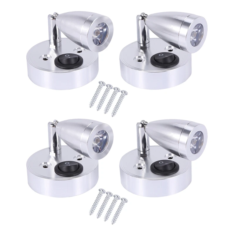 

4Pcs 12V Rv Reading Light 3000K Home Warm Wall Light Led Yacht Spotlight For Rv,Yacht,Home Wall