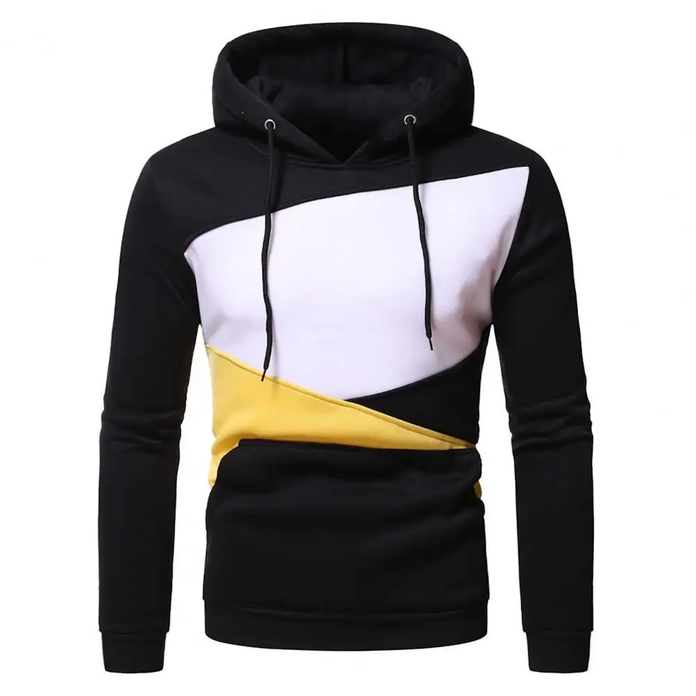 

Contrast Colors Men Hooded Sweatshirt Thin Fleece Lining Hoodies Men Hooded Pullover sudaderas con capucha толстовки с капюшоном