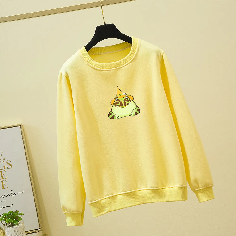 Winter Goth Oversized Crewneck Sweatshirt Plus Size Womens Crew Neck Hoodies Womans Tops Clothing Fashionable Yellow Sweetshirts