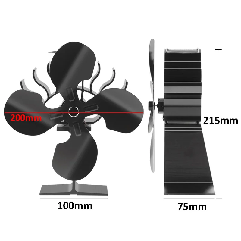 4 Blade вентилятор для печи работающий от тепловой энергии деревянных бревен