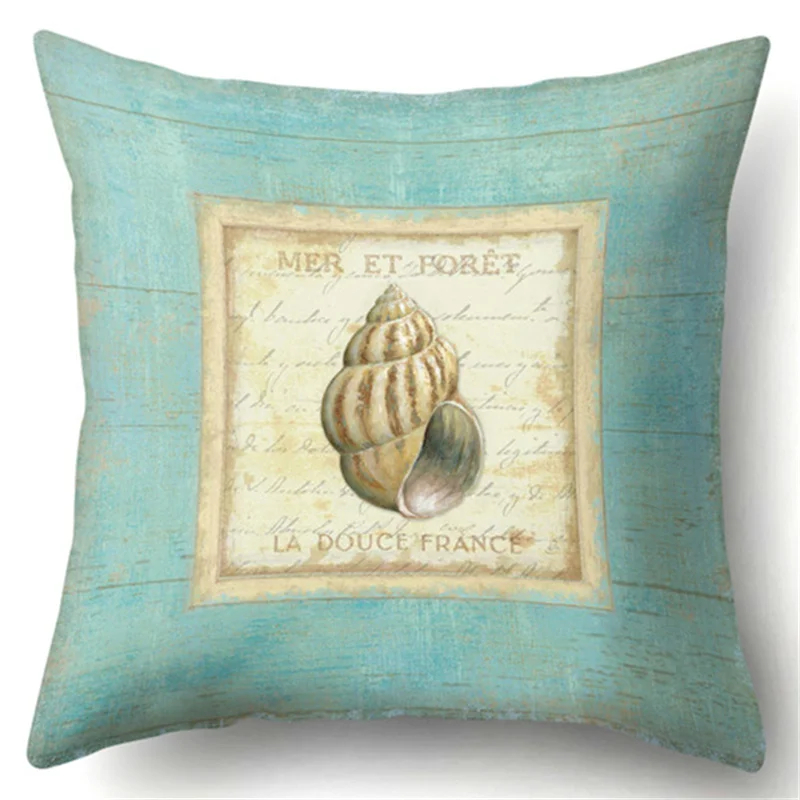 Чехол на подушку 45*45 см с принтом морской коралловой/морской звезды хлопковая