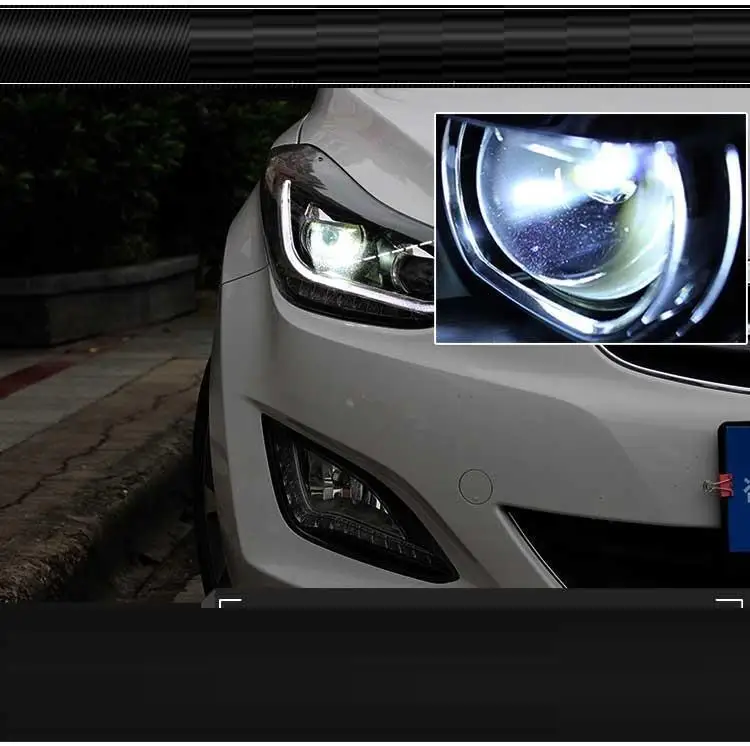 Drl Automovil автозапчасти Cob Стайлинг светодиодные дневные ходовые боковые поворотники фары автомобильные фары в сборе для hyundai Elantra