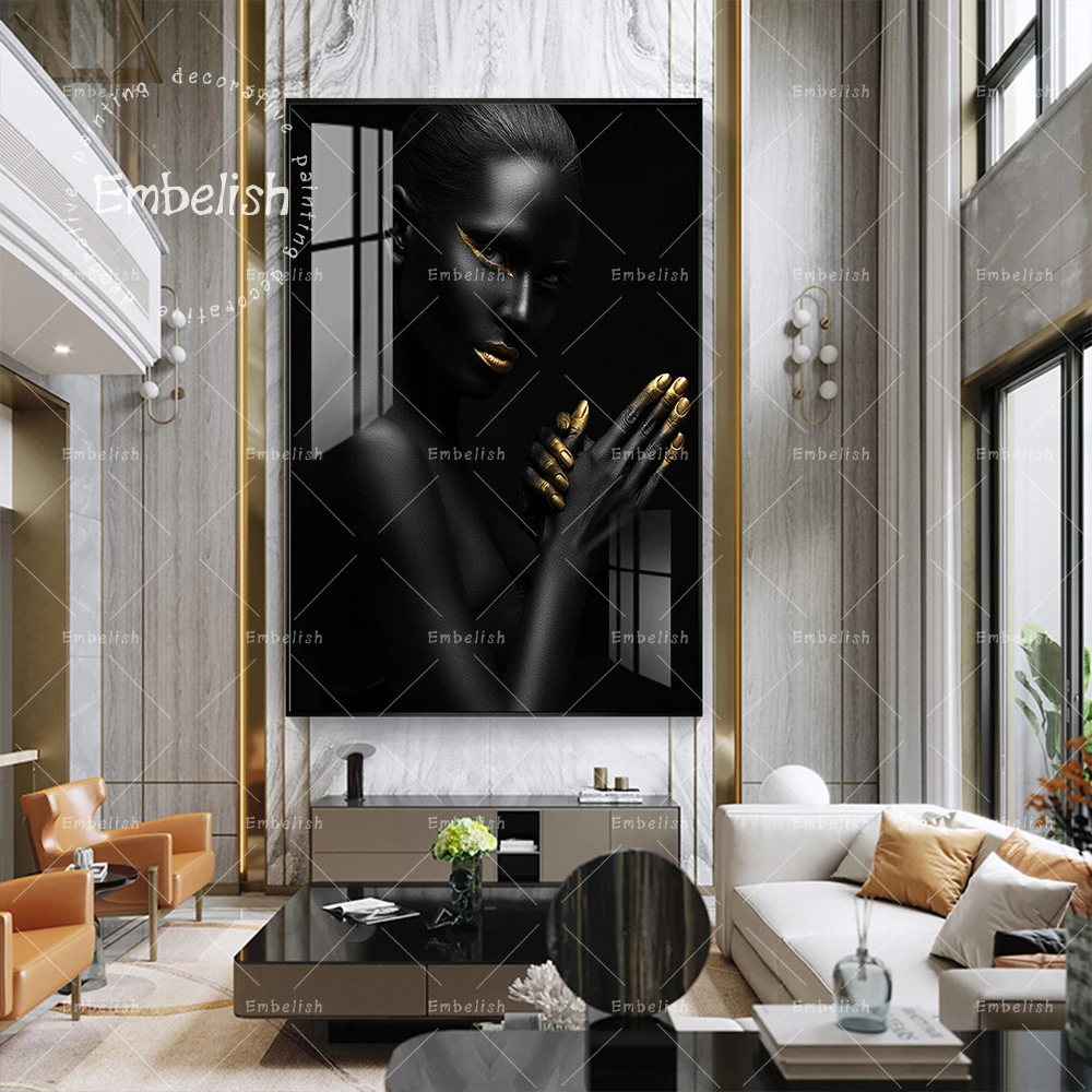 

Black African Nude Woman Oil Painting on Canvas Posters and Prints Scandinavian Wall Art Picture for living room Artworks