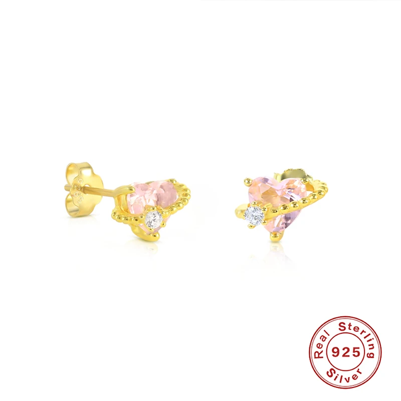 

Женские маленькие серьги-сердечки MC Pinky, из серебра 925 пробы с цирконием, Серьги Для Пирсинга Ушей