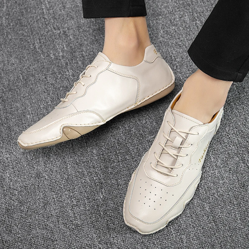 Кроссовки мужские из натуральной кожи повседневная модельная удобная обувь на